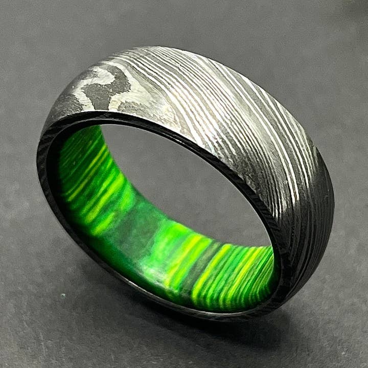 Damast-Ring Geschenk Handgefertigter Ring Damast-Ring Verlobungsring Herren Ehering Herren Versprechensring Trauring Unisex-Ringe Damast-Schmuck für den Großhandel von RustyStudioUSA