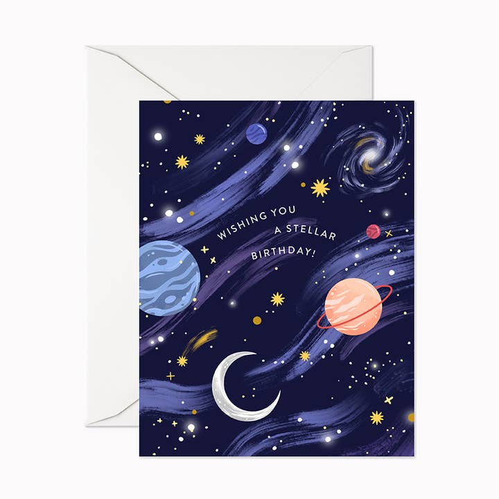 Stellar Birthday | Greeting Card for wholesale by Linden Paper Co.
