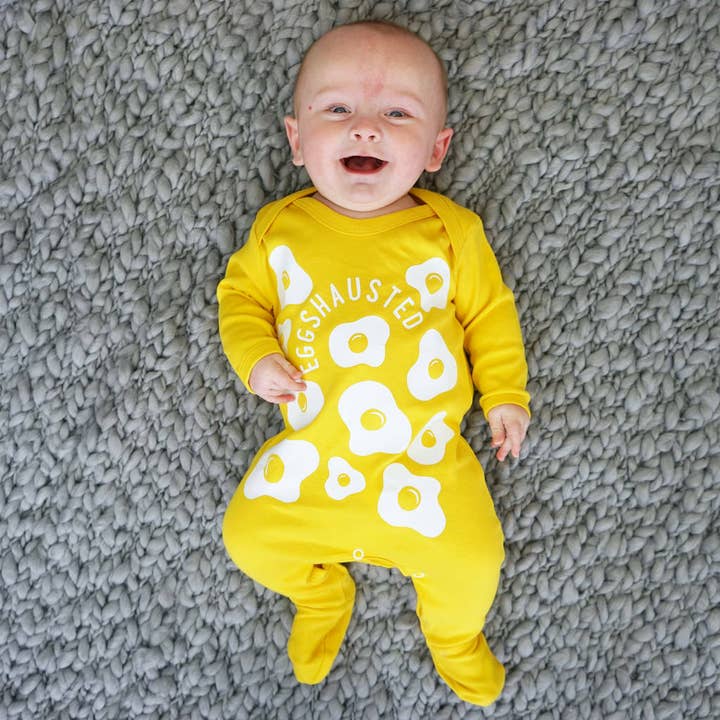 Eggshausted Baby Sleepsuit for wholesale by Sparks and Daughters