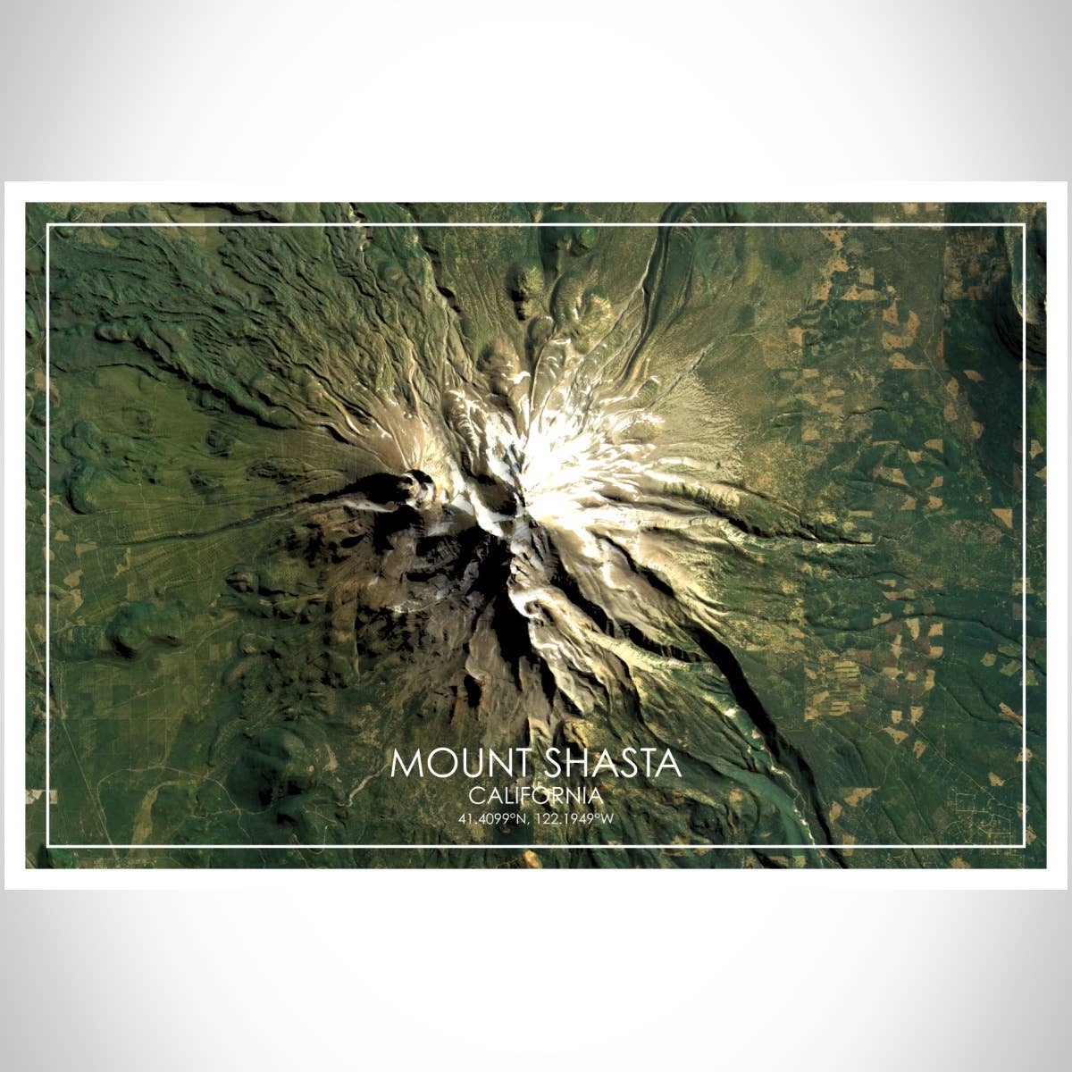 JACE.design - Wholesale Art Print - Mount Shasta CA Map Print Satellite3