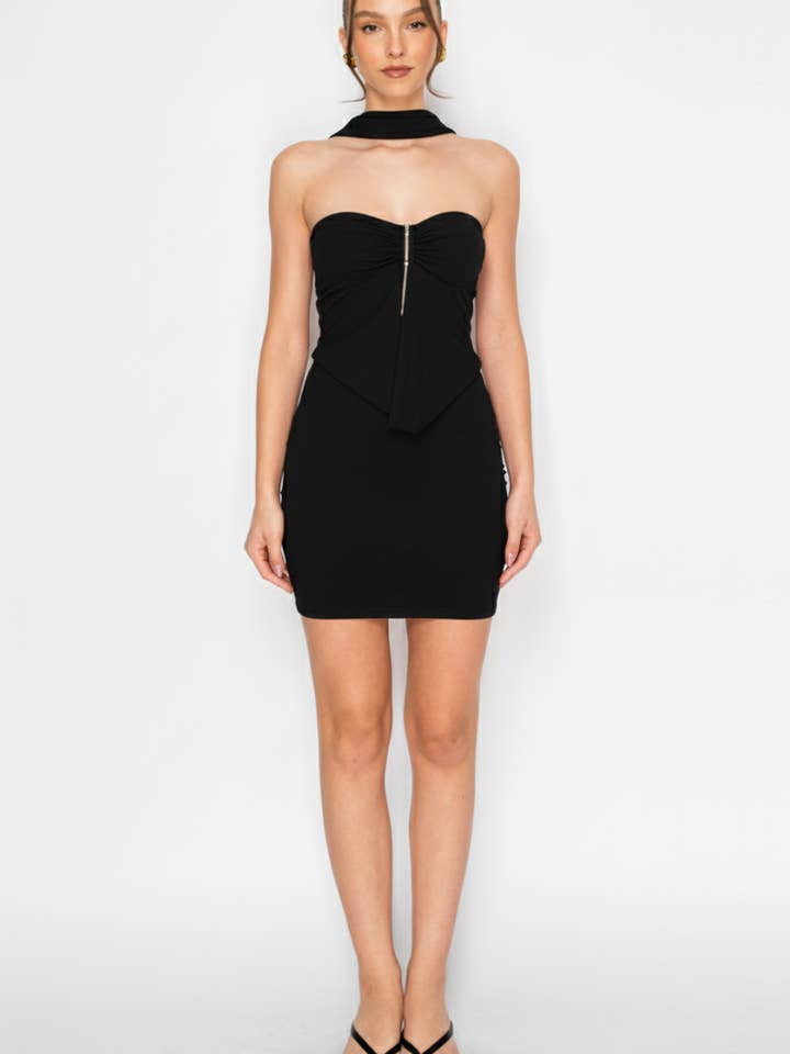 Strapless Bodycon Solid Mesh Mini Dress for wholesale by Nabae Clothing