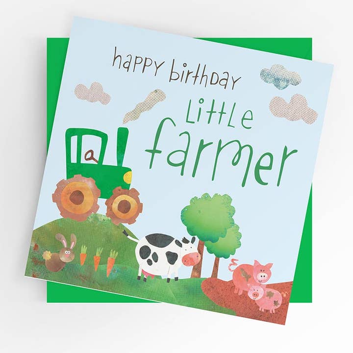 Lille landmands fødselsdagskort, drengs fødselsdagskort, traktorer for engroshandel hos Under the Willow Tree