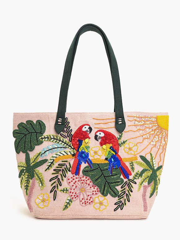Tote perlé Perroquet ensoleillé pour la vente par America & Beyond