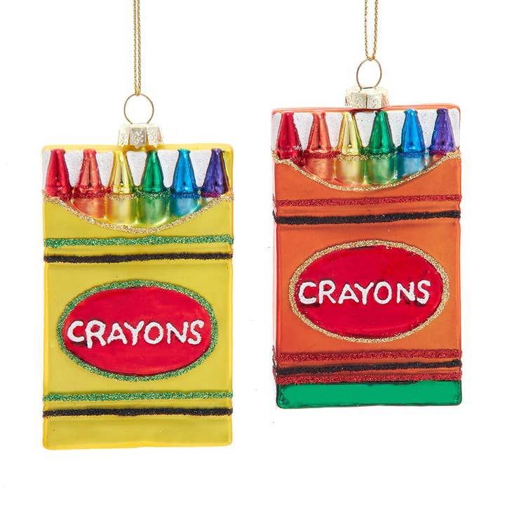 Glass Crayon Box Orn, 2 Assorted for wholesale by Kurt S. Adler, Inc.