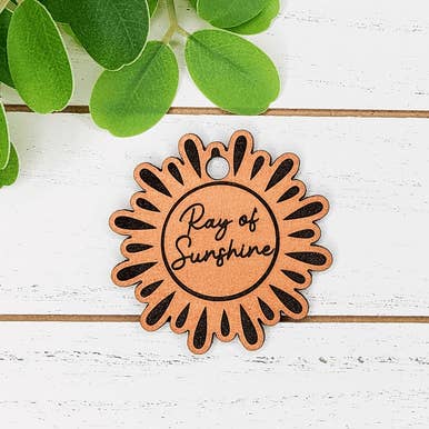 Ray of Sunshine Tan Leather Keychain for wholesale by Trendy Transfers