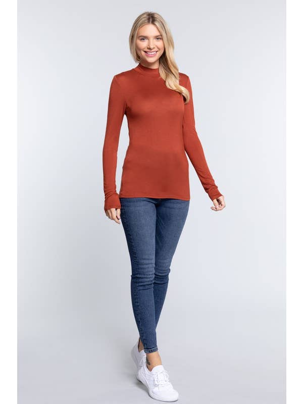 Active Basic | Active USA - Wholesale Knit Top - Women's - Long Sleeve Mock Neck Rayon Spandex Jersey Top12