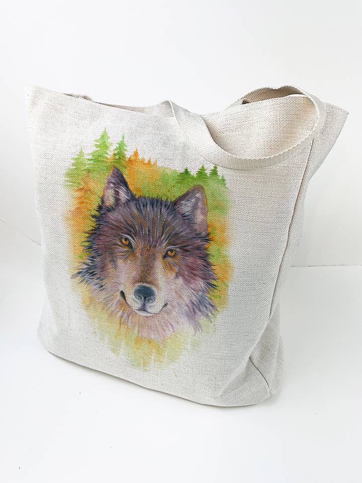 Grote Linnen/Canvas Draagtas - Onbevreesd - Boswolf voor wholesale door Oladesign