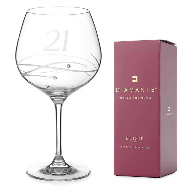 DIAMANTE - Wholesale Cocktail/Liquor Glass - 21st Birthday Crystal Gin Glass Adorned With Swarovski Crys