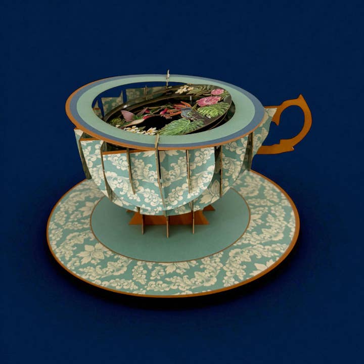 Tarjeta emergente de una taza de té - Colibrí para venta al por mayor de Alljoy Design