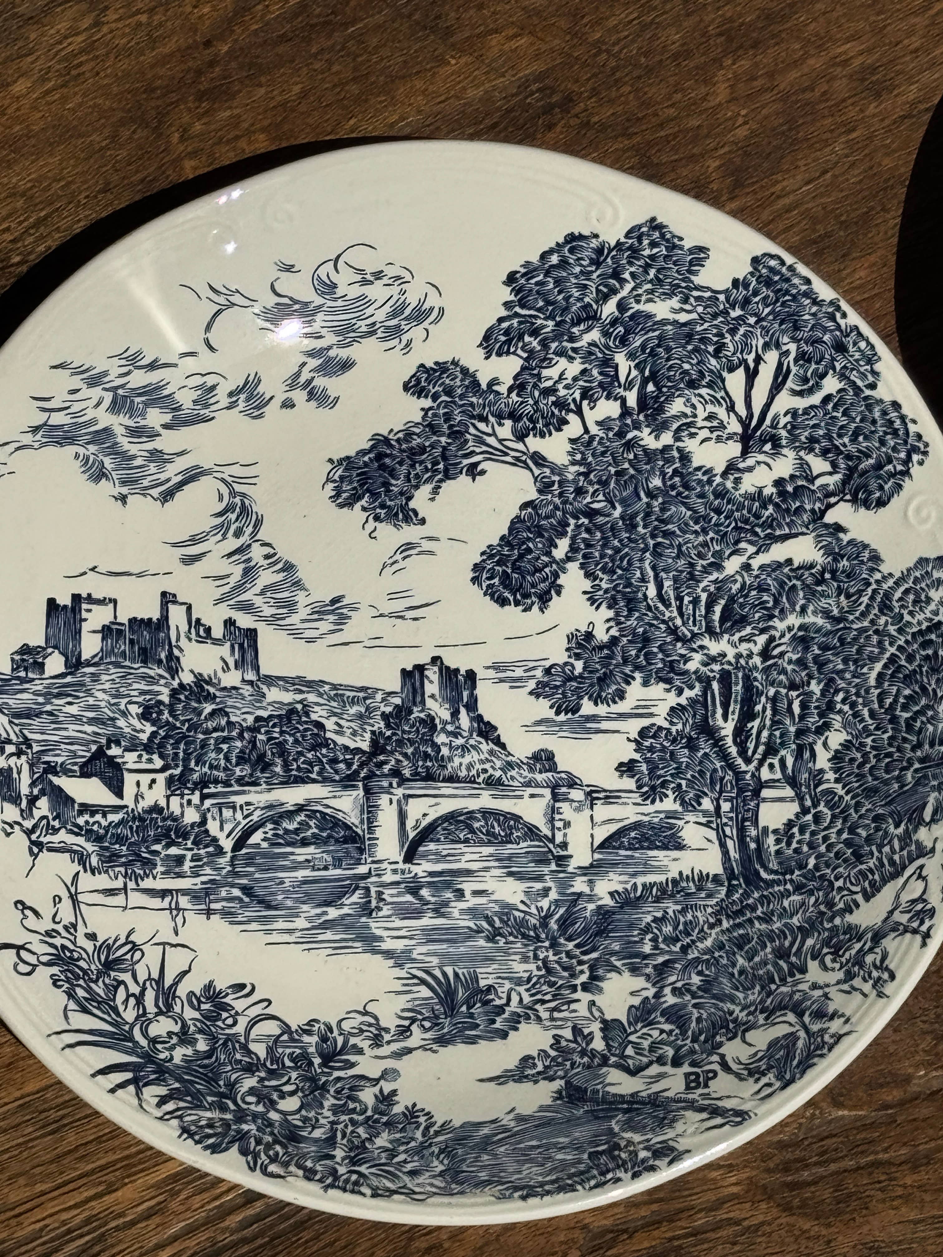 Office Objets - Wholesale Dinner Plate - Set of 2 earthenware plates with blue decoration2