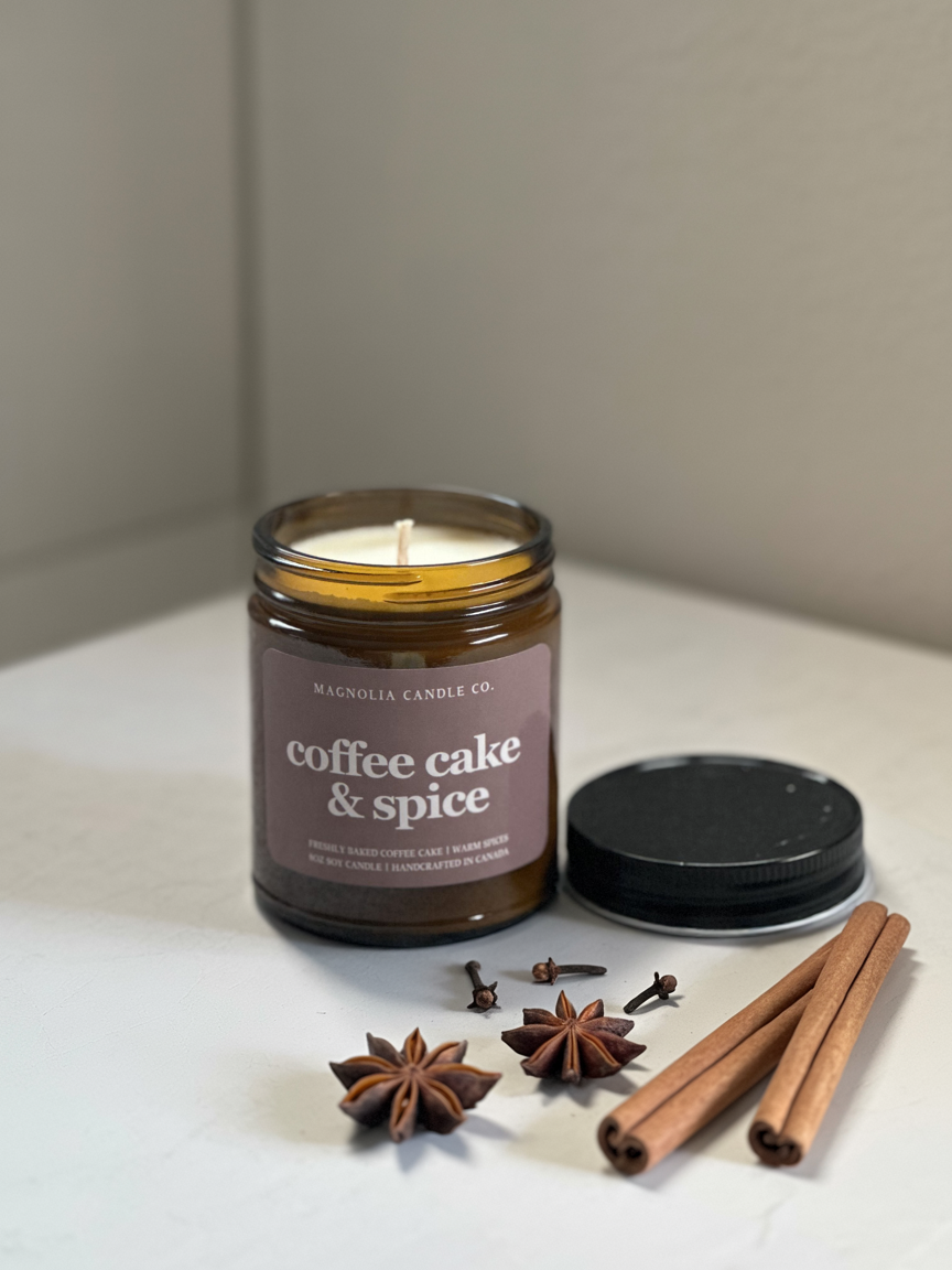 Magnolia Candle Company - Vente Bougie en bocal - Gâteau au café & Épices - Automne | Bougie de fête - Pot ambré 8oz2