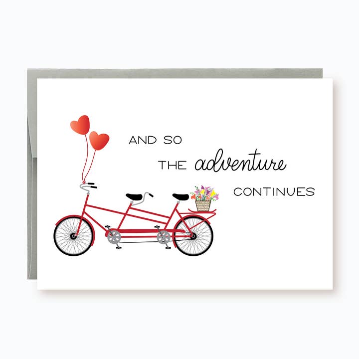 Tandem Bike Balloons Anniversary Card | Adventure Continues for wholesale by Hemana Paperie