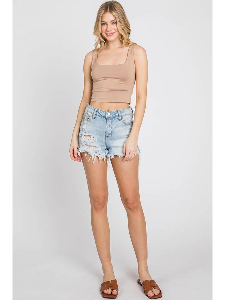 Final Touch - Wholesale Knit Top - Women's - Square Neck Fitted Crop Top - T1685914