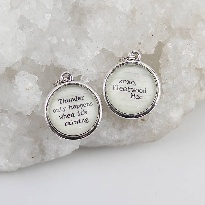Jennifer Dahl Designs LLC - Wholesale Pendant/Charm Necklace - Thunder When It's Raining XO Lyric Double Sided Round Charm