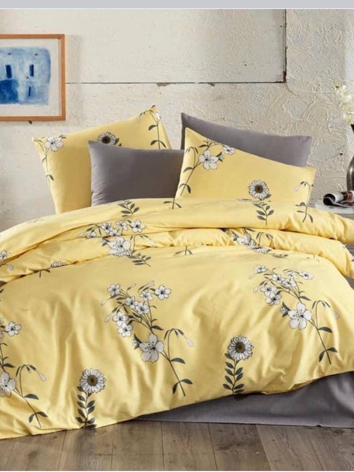 Parure de lit 4 pièces avec housse de tournesol jaune pour la vente par SannasDecor