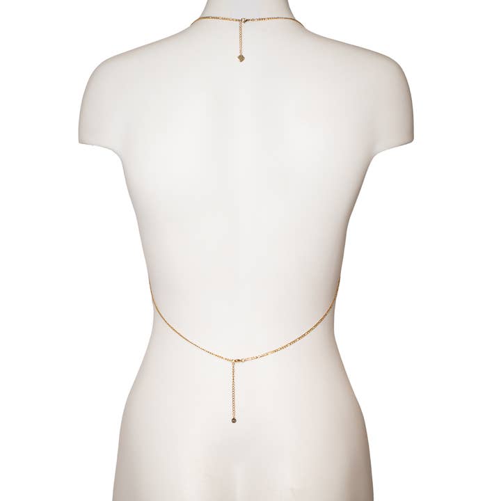 bstrd - Vendita all'ingrosso Bralette - Donna - Reggiseno a catena in oro 18 carati - Catena reggiseno Figaro in oro - Catena corpo in oro7