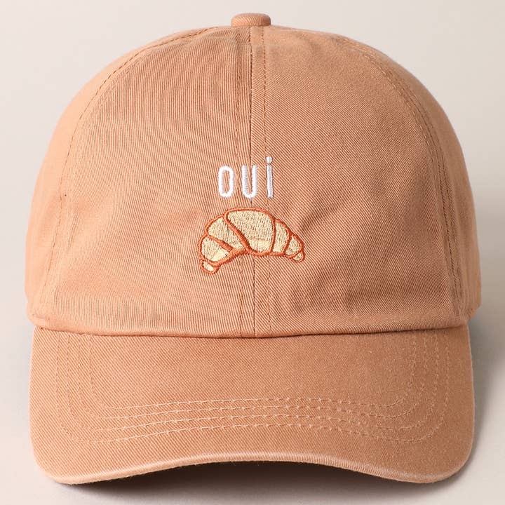 Fashion City - Wholesale Baseball Cap - Women's - OUI Croissant Embroidered Baseball Cap5