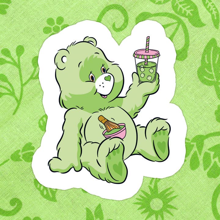 Iced Matcha Green Tea Caffeine Waterproof Vinyl Sticker for wholesale by Stickers+ X Ashley Bexar