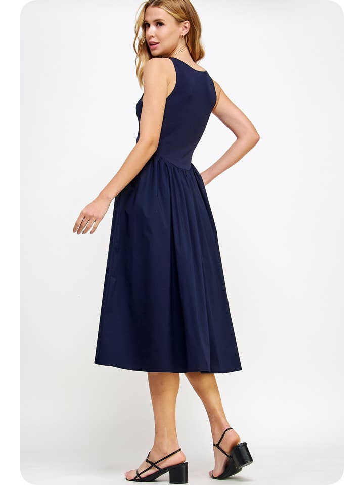 Strut & Bolt - Wholesale Dress - Women's - Knit Contrast Poplin Long Dress12