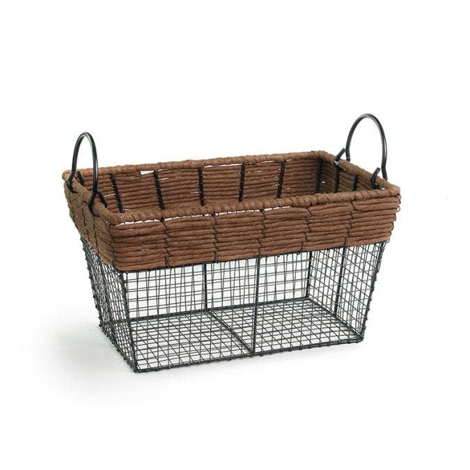 Buhi Imports - Wholesale Cube storage - Wire Rectangular Tray Black with Folding Ear Handle2