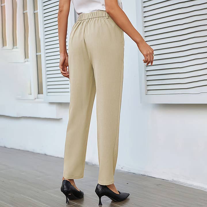 Lily Clothing - Wholesale Pants - Women's - Woven elastic-waisted anti-wrinkle suit pants