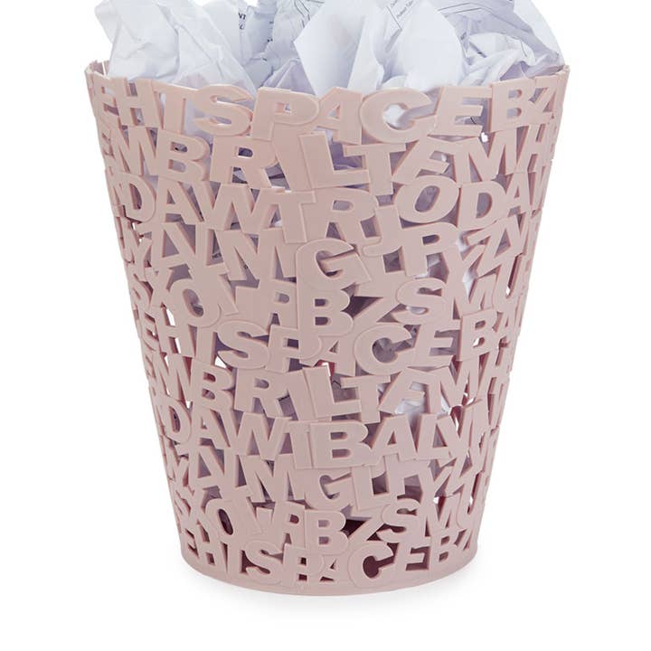 Trash bin, Letters, pink, plastic for wholesale by Balvi