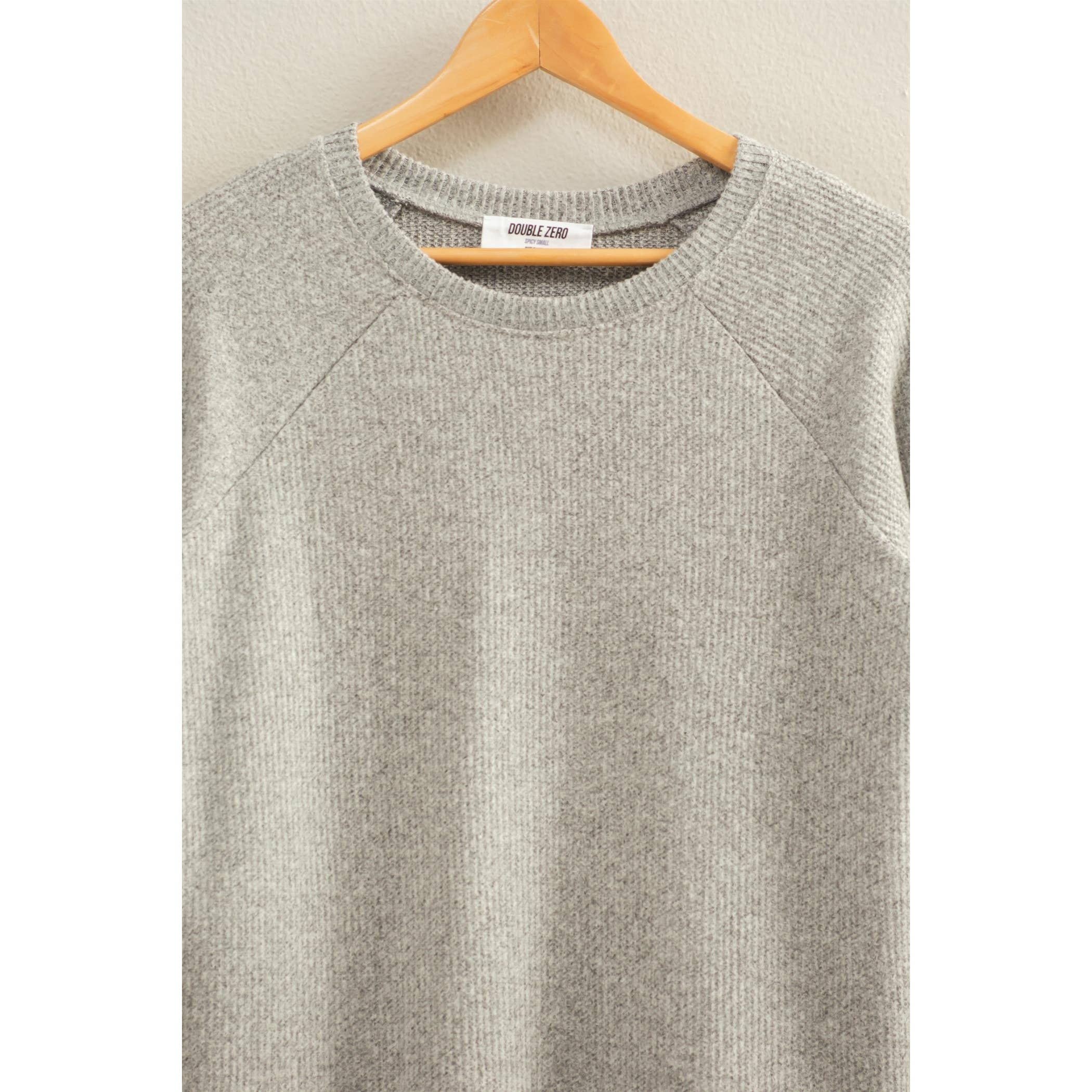 Double Zero - Wholesale Shirt - Women's - Brushed Waffle Raglan Long Sleeve Casual Top5