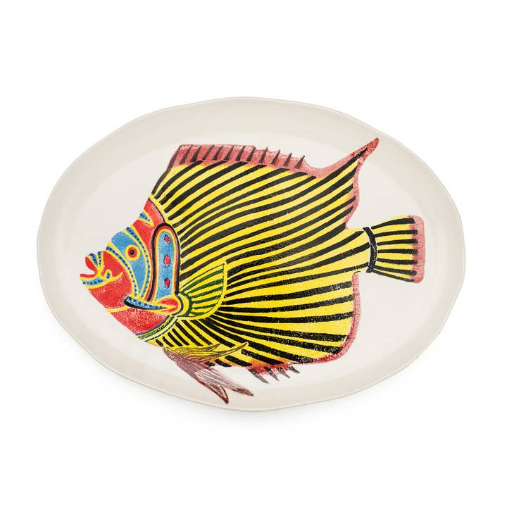 Fantastical Fish XL Oval Tallrik | Porslin för wholesale av BlissHome
