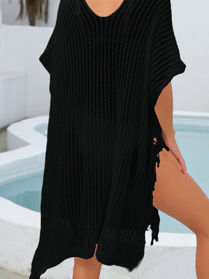 UNISHE – wholesale Swim cover-up – Women’s – Eyelet Hollow Out Tassle Beach Cover Up JYYS14914