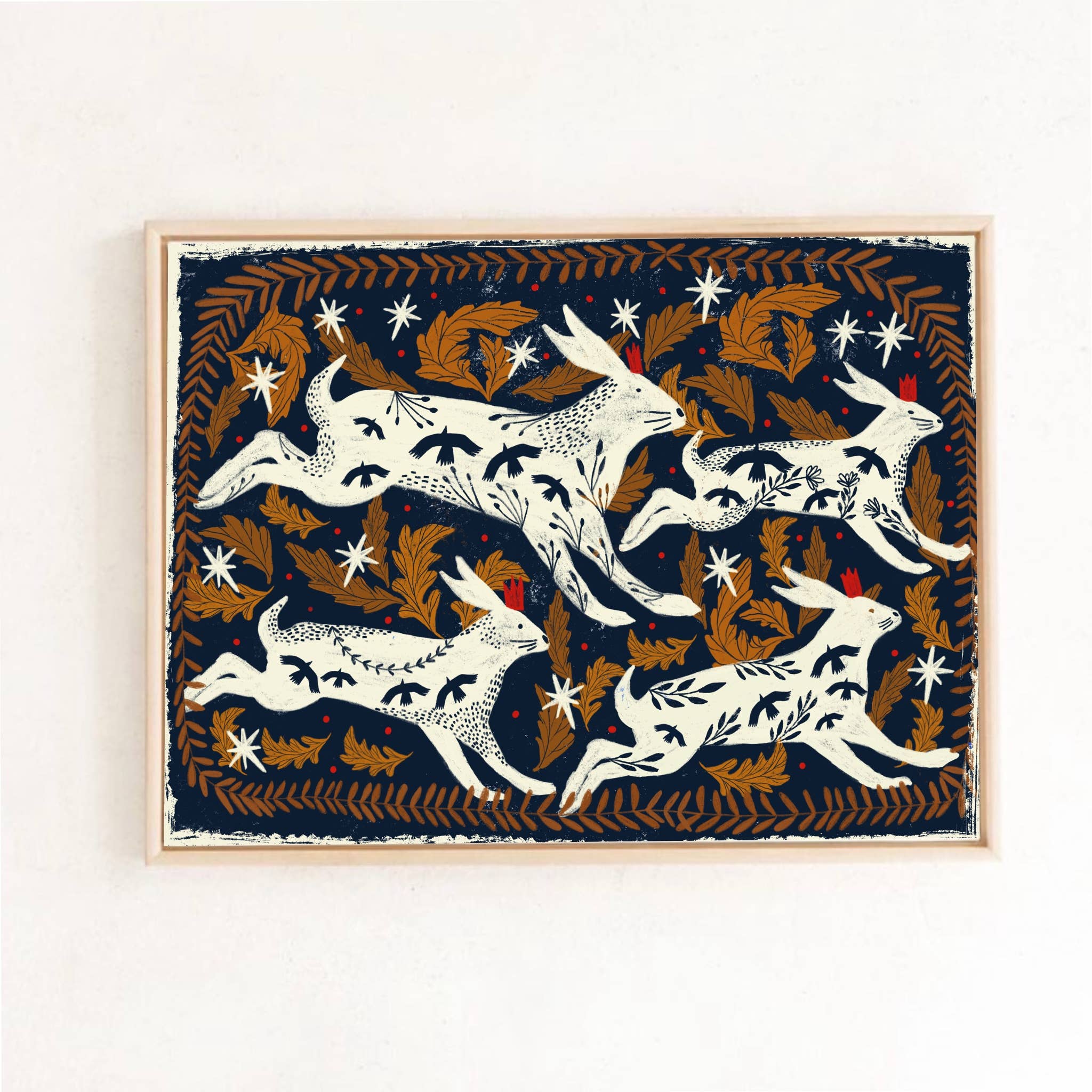 Carole Hillman - Wholesale Art Print - Hares dark blue background print4