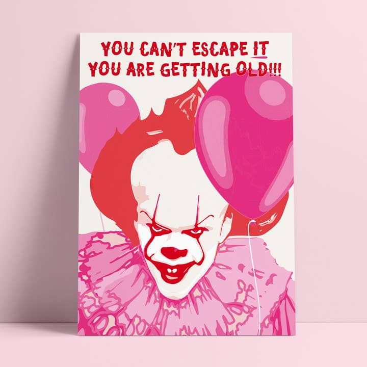 Studio Inktvis - Vendita all'ingrosso Biglietti di auguri - Cartolina Postcard Pennywise non puoi sfuggire al risoprint IT0