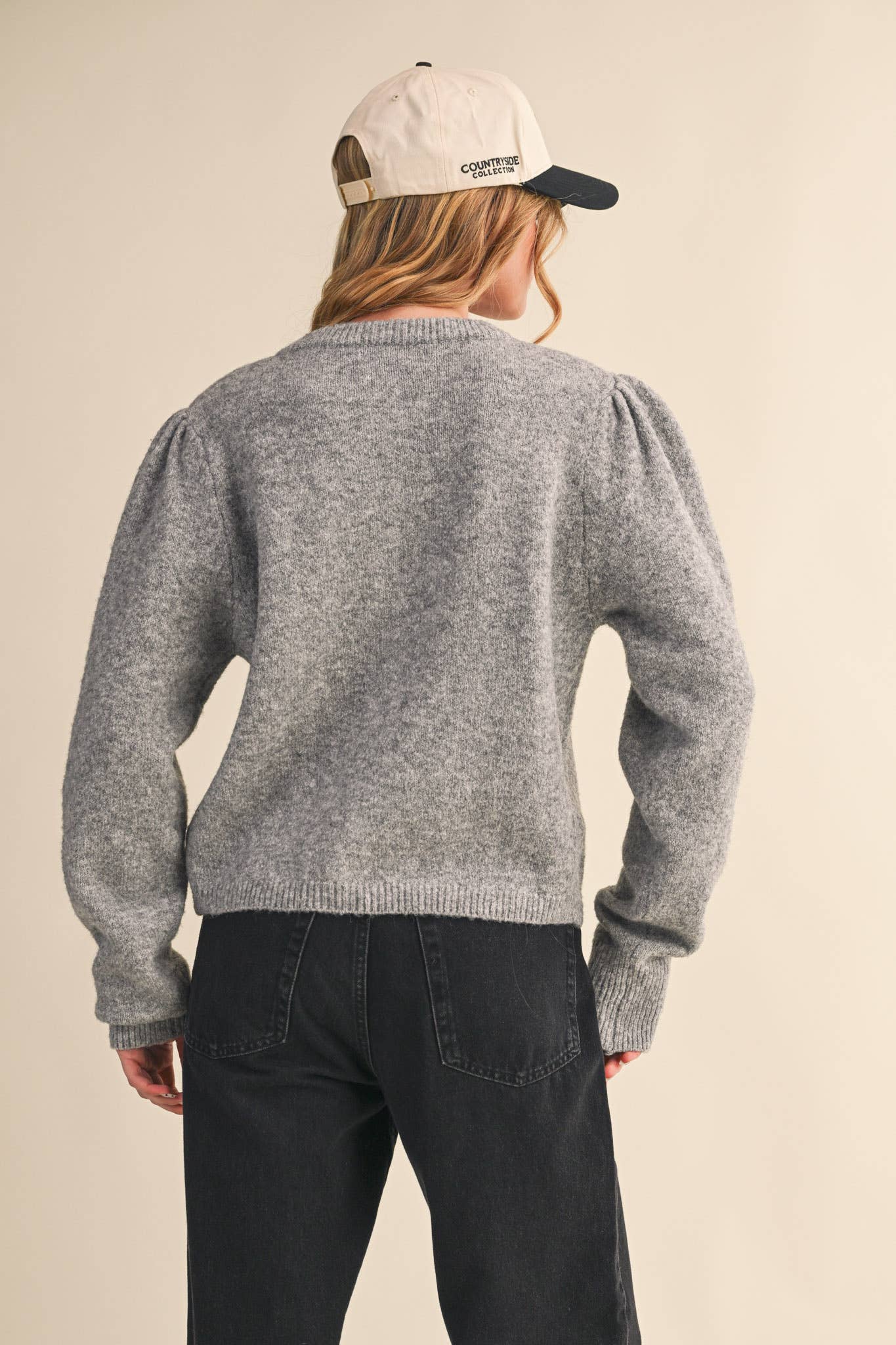 &MERCI - Wholesale Cardigan - Women's - LONG PUFF SLEEVE SWEATER CARDIGAN MSW1101888