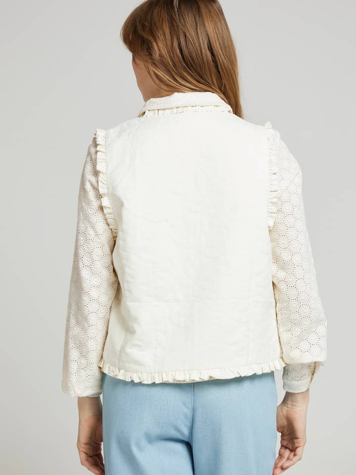 Andy & Lucy - Wholesale Cardigan - Women's - ISADORA - Ruffled Sleeveless Cardigan