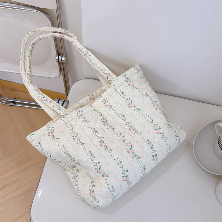 Pastel Floral Quilted Tote Bag Women Large S5P649 for wholesale by alberalkirk