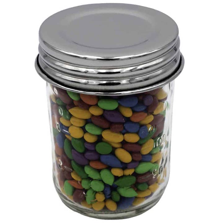 Mason Jar Lifestyle - Vente Boîtes de conservation - Couvercles de rangement en acier inoxydable poli de reproduction vintage pour bocaux Mason, lot de 5