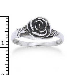 Silver Insanity - Wholesale Band/Stacked Ring - Small Sterling Silver Detailed Rose Flower Ring4