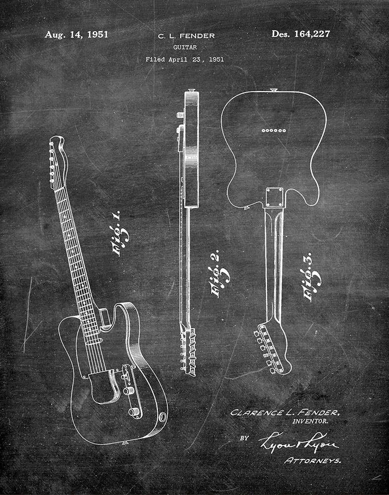 Fresh Prints of CT - Wholesale Art Print - Fender Guitar 1951 Patent Art Print - Music4