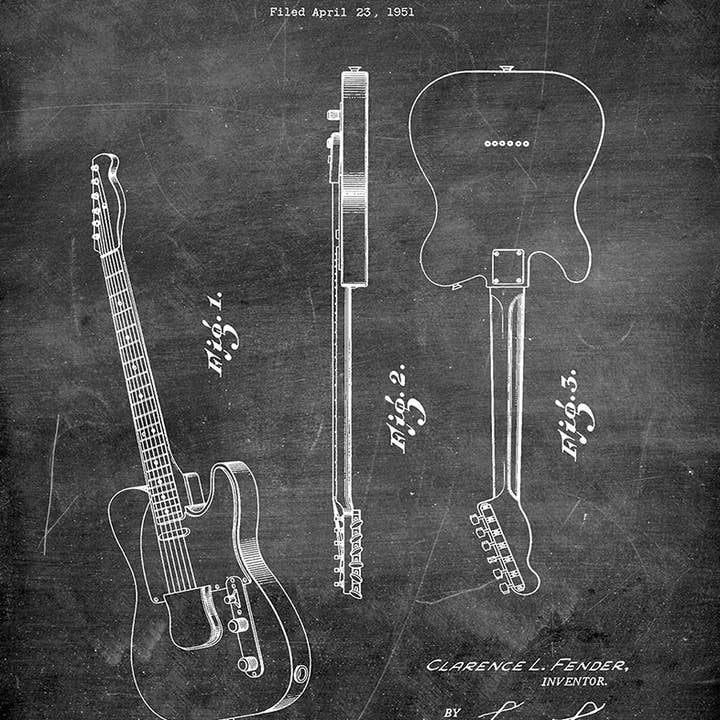 Fresh Prints of CT - Wholesale Art Print - Fender Guitar 1951 Patent Art Print - Music4