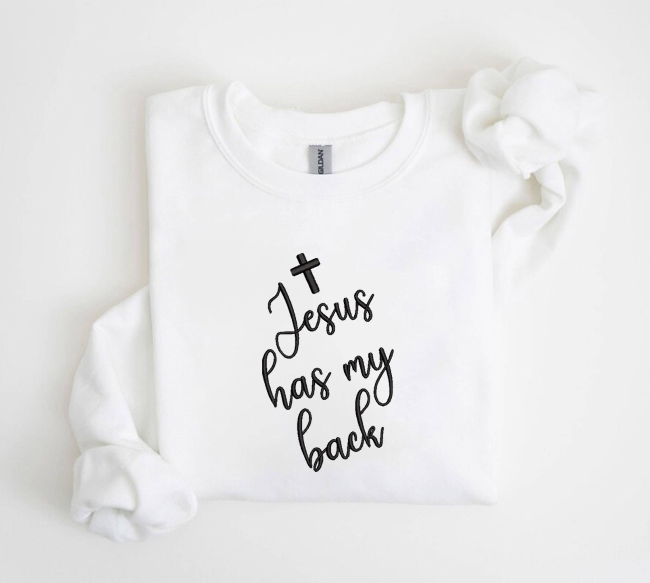 One Nine – Engroshandel Sweatshirt - Dame – Jesus Has My Back Broderi Sweatshirt4
