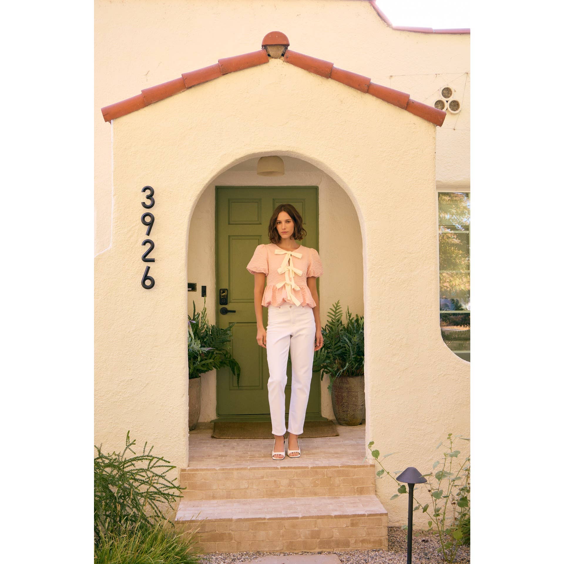 idem ditto - Wholesale Blouse - Women's - BUBBLE PEPLUM TOP WITH TEXTURED FABRIC AND BOW16