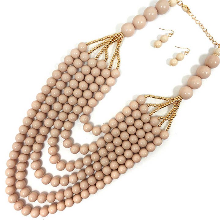 anbfashion - Wholesale Beaded/Pearl Necklace - CHUNKY ACRYLIC BEAD W METAL NECKLACE 8196