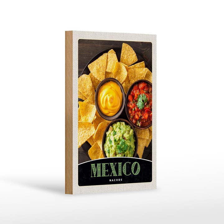 Femer – Engroshandel Skilt – Trærejseskilt 12x18 cm Mexico nachos ost krydret retter skilt
