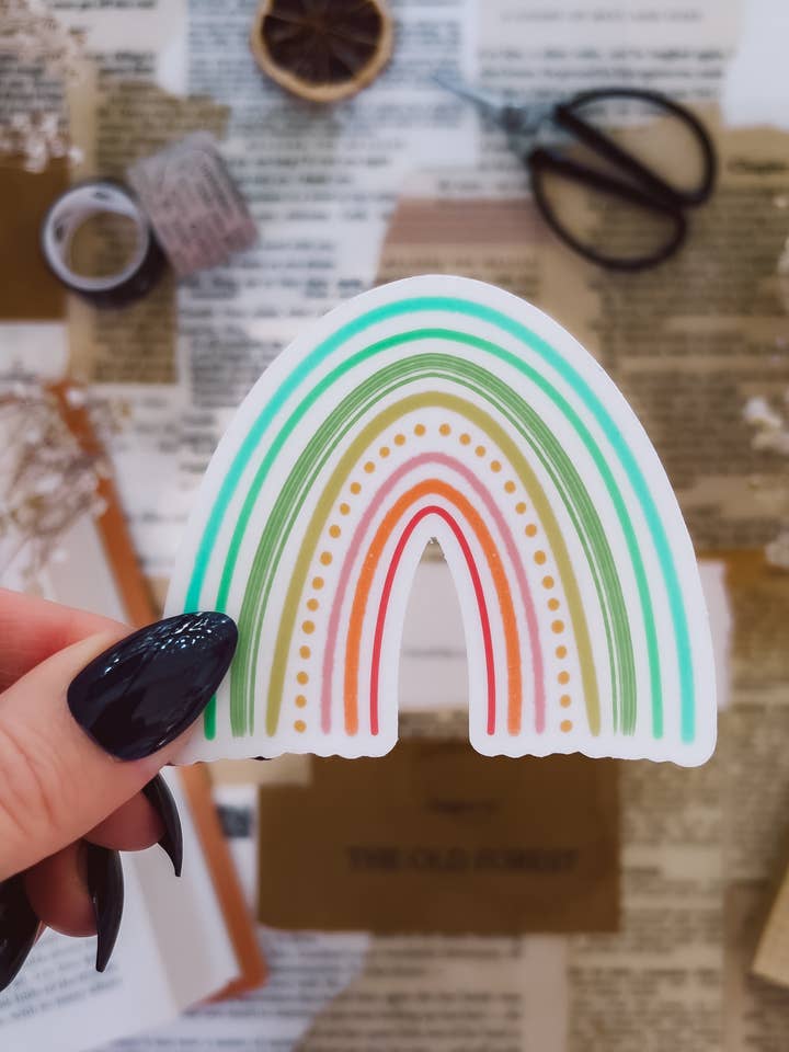 Bright Rainbow Clear Sticker, 2.5x3in for wholesale by Twelfth Pine