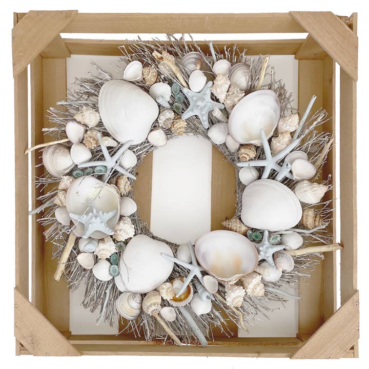 Andaluca - Wholesale Wreath - White & Light Blue Seashell Wreath4