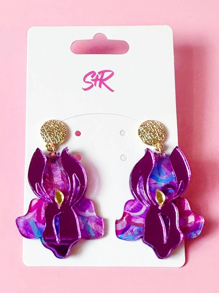 Boucle d'oreille pendante Iris Art pour la vente par Sandy + Rizzo