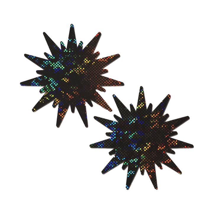 Sunburst: Empanadas negras de cristal roto para pezones con forma de bola de discoteca Sunburst de Pastease® para venta al por mayor de Pastease UK
