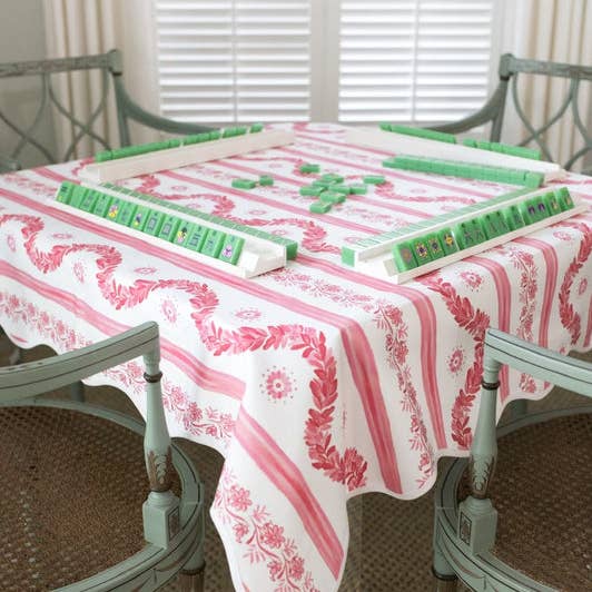 Frances Fields Home, formerly Fenwick Fields - Wholesale Tablecloth - WHOLESALE Scalloped Square Table Topper | Boxwood Rose0