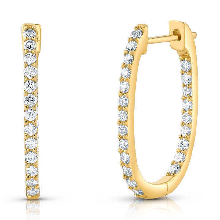 DIAMOND PAPERCLIP DANGLE HUGGLES, 14kt Gold for wholesale by JEN HANSEN