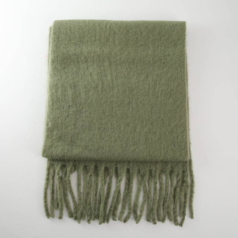 Dipped Shop - Wholesale Scarf - Women's - 2+ Solid Color Tassel Mohair Scarves DPKS10028
