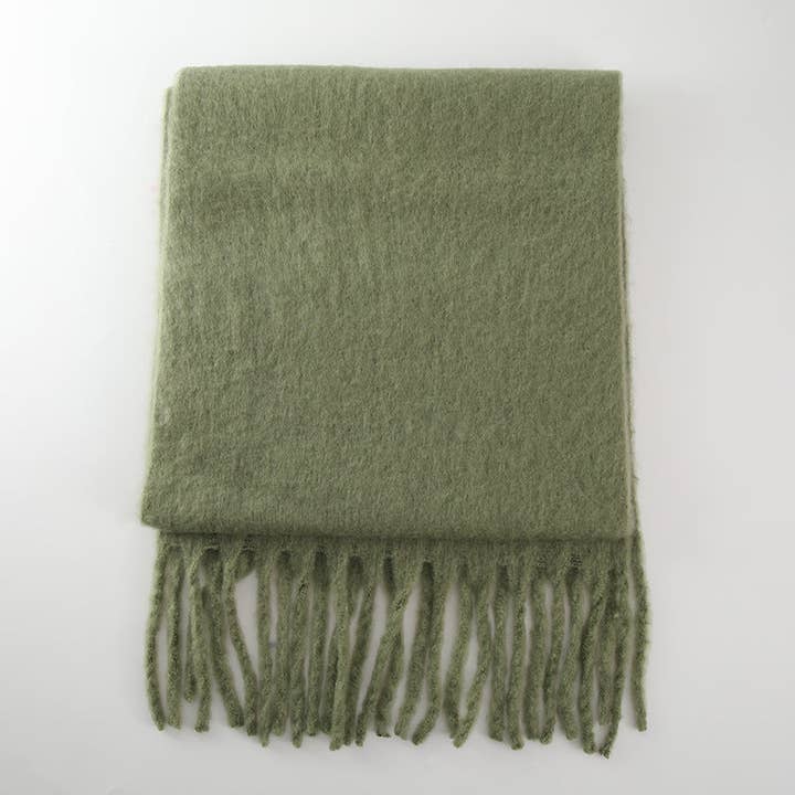 Dipped Shop - Wholesale Scarf - Women's - 2+ Solid Color Tassel Mohair Scarves DPKS10028